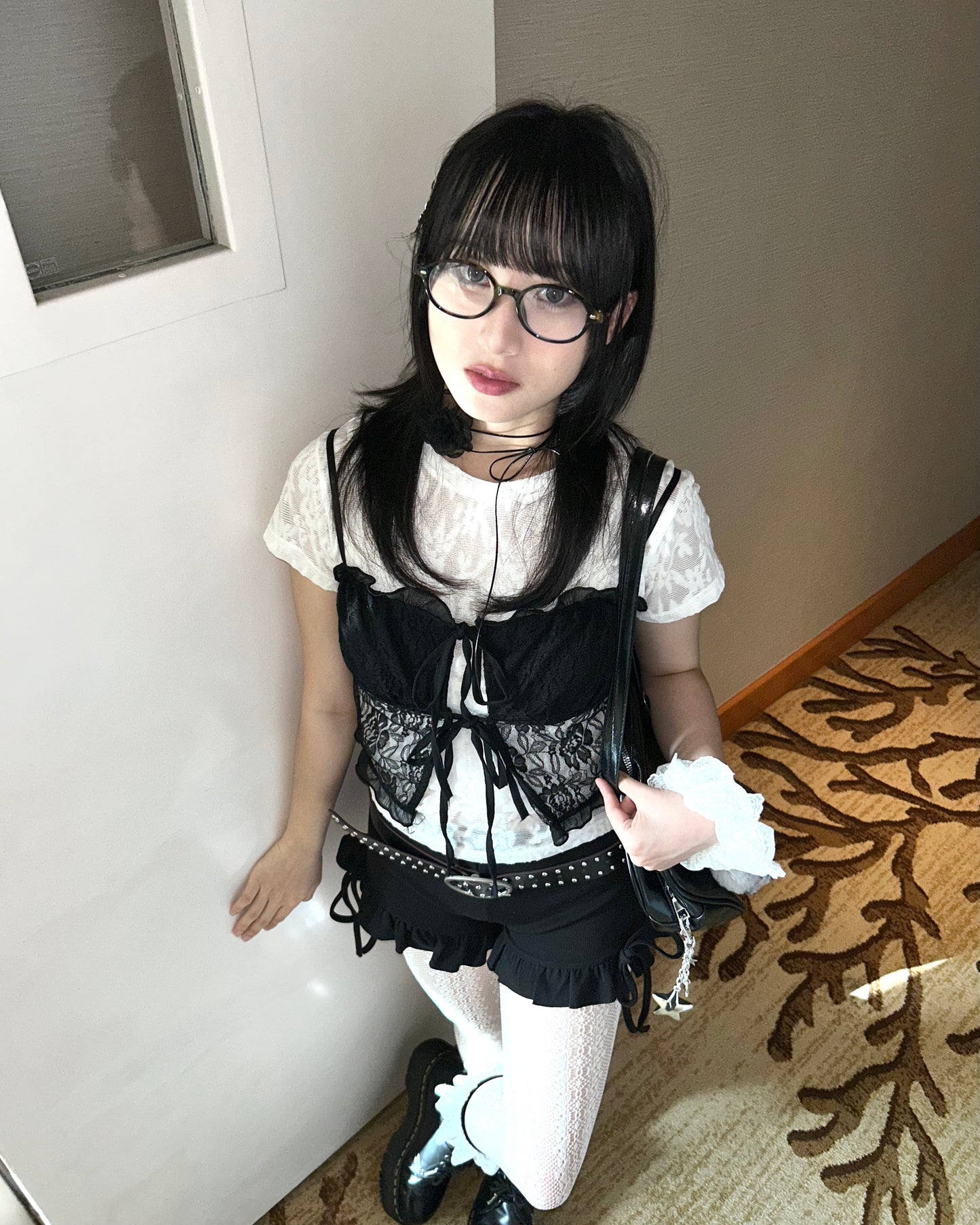 𝐋𝐚𝐮𝐫𝐞𝐭𝐭𝐚 𝐋𝐚𝐜𝐞 𝐑𝐢𝐛𝐛𝐨𝐧 𝐓𝐢𝐞 𝐂𝐚𝐦𝐢 𝐓𝐨𝐩 - 𝐁𝐥𝐚𝐜𝐤