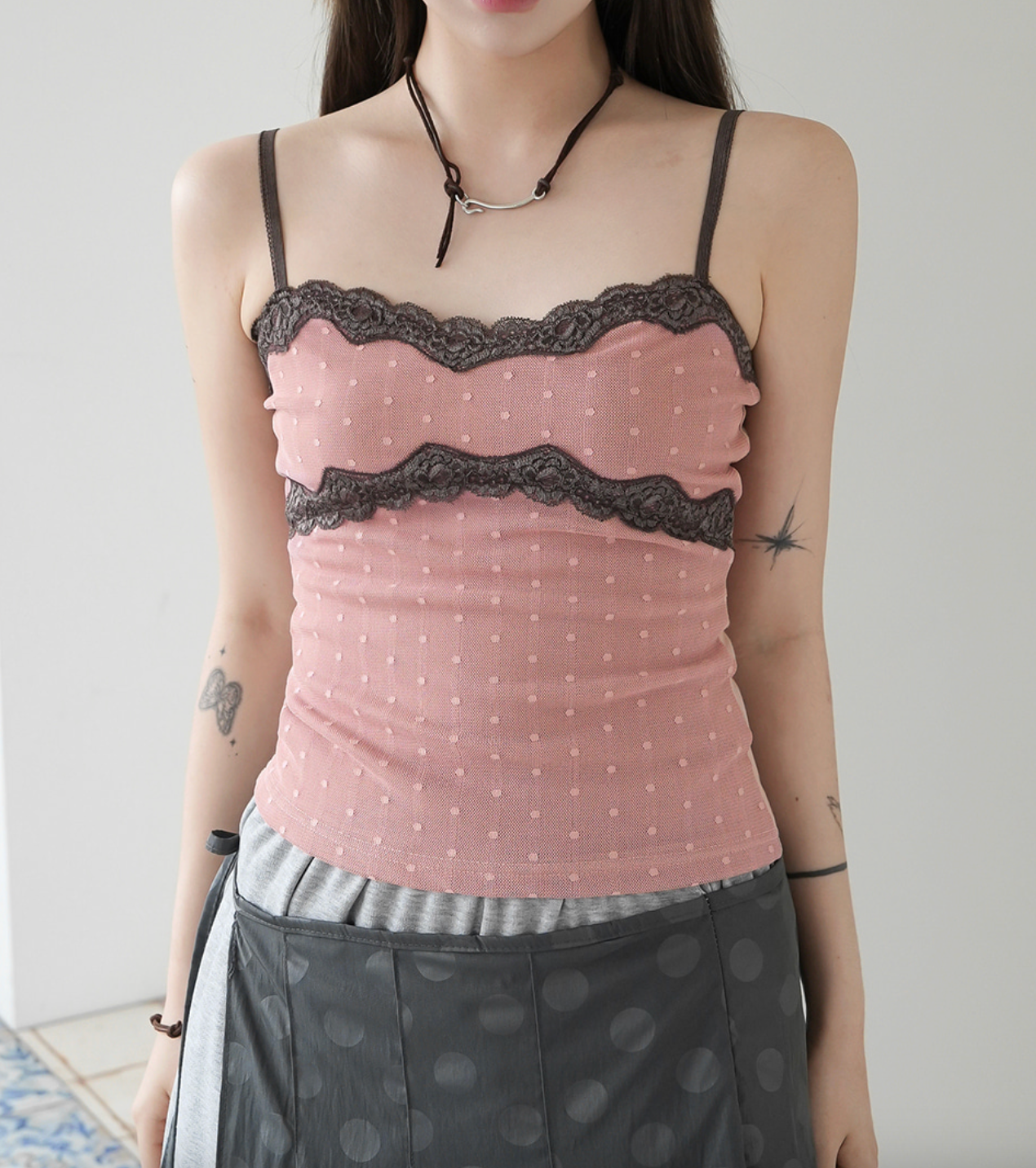 𝐋𝐚𝐜𝐞 𝐏𝐨𝐥𝐤𝐚 𝐃𝐨𝐭 𝐌𝐞𝐬𝐡 𝐓𝐚𝐧𝐤 𝐓𝐨𝐩 - 𝐂𝐨𝐫𝐚𝐥 𝐏𝐢𝐧𝐤